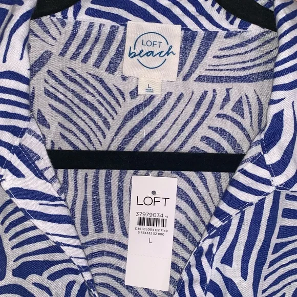 LOFT Beach Spiral 100% Linen Wide Leg Size L oversized set - Picture 8 of 9